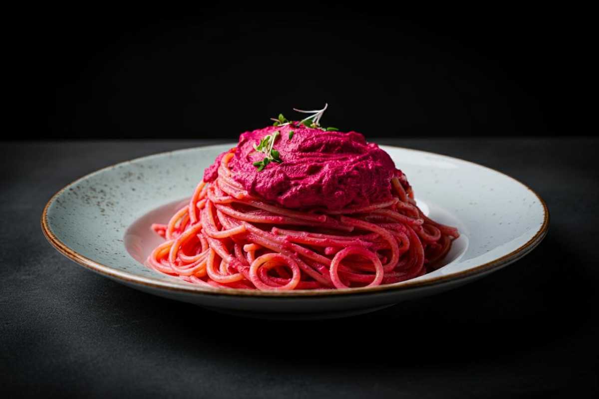 Spaghetti alla crema di barbabietola