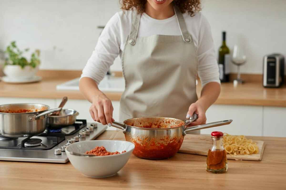 preparazione del ragù alla bolognese