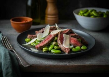 ricetta degli straccetti di manzo con pecorino e fave