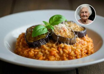 Risotto con parmigiana di melanzane