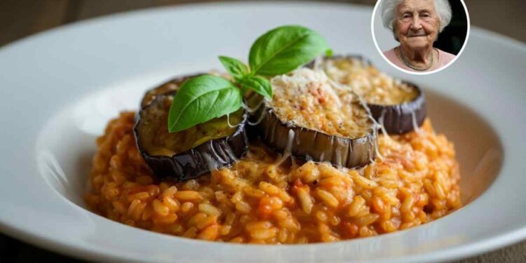 Risotto con parmigiana di melanzane