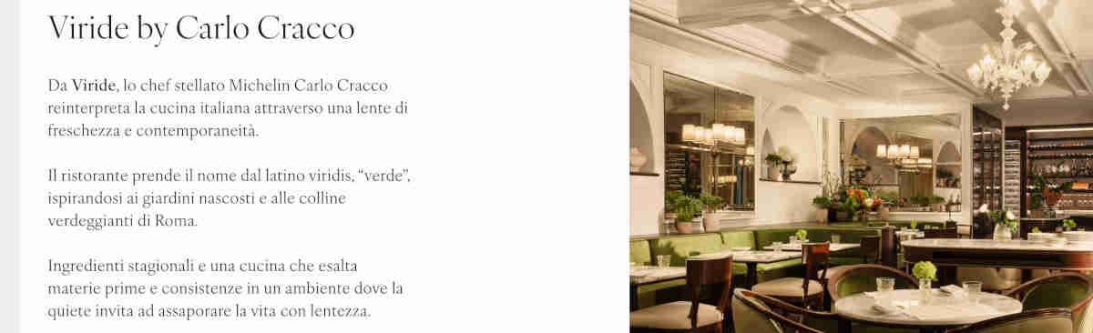 Ristorante Viride a Roma diretto da Carlo Cracco
