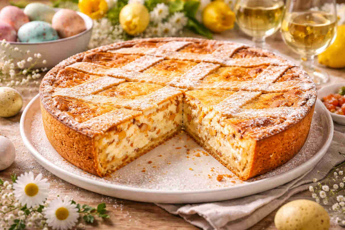 Pastiera napoletana su piatto di portata