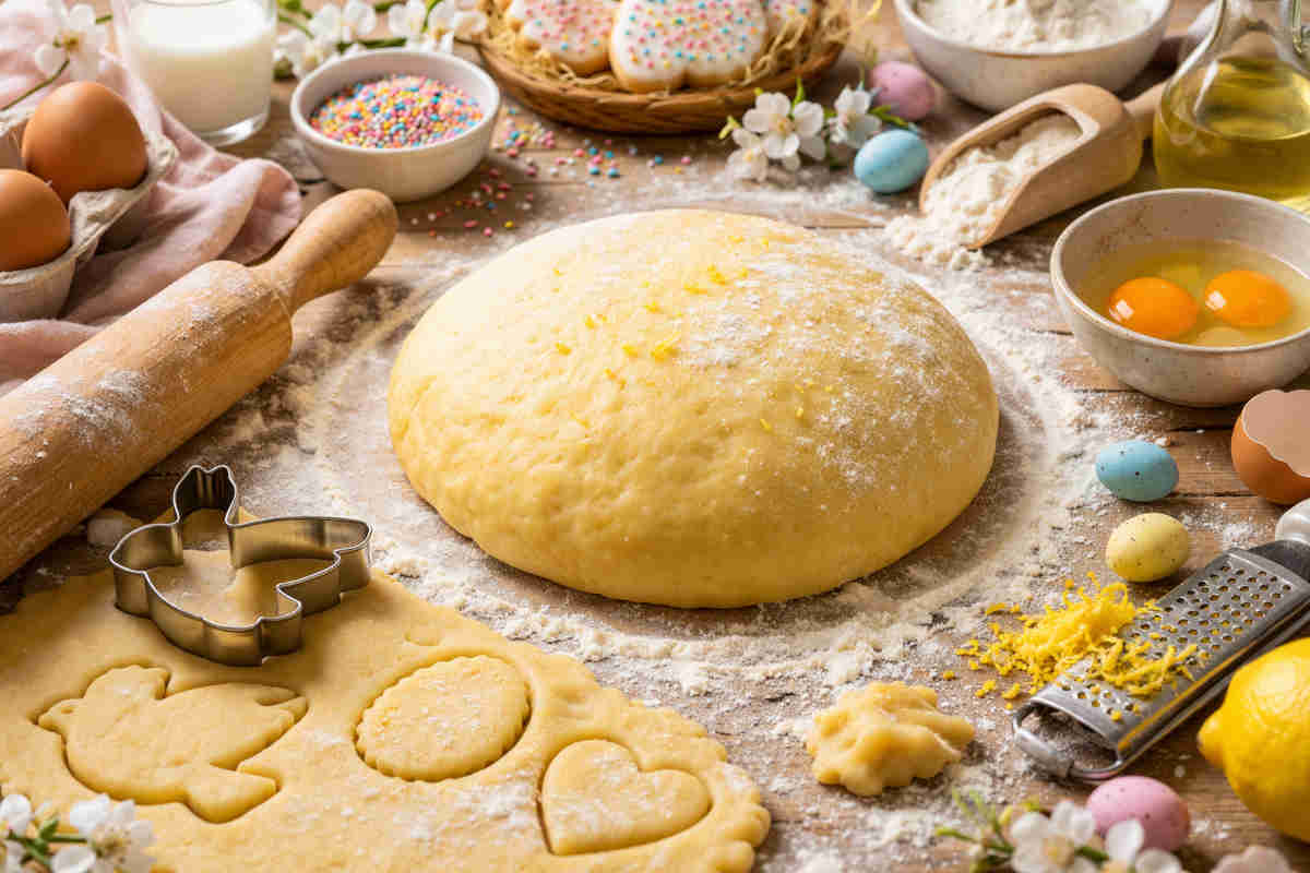 Impasto per preparare un dolce tipico della Pasqua: le Scarcelle pugliesi