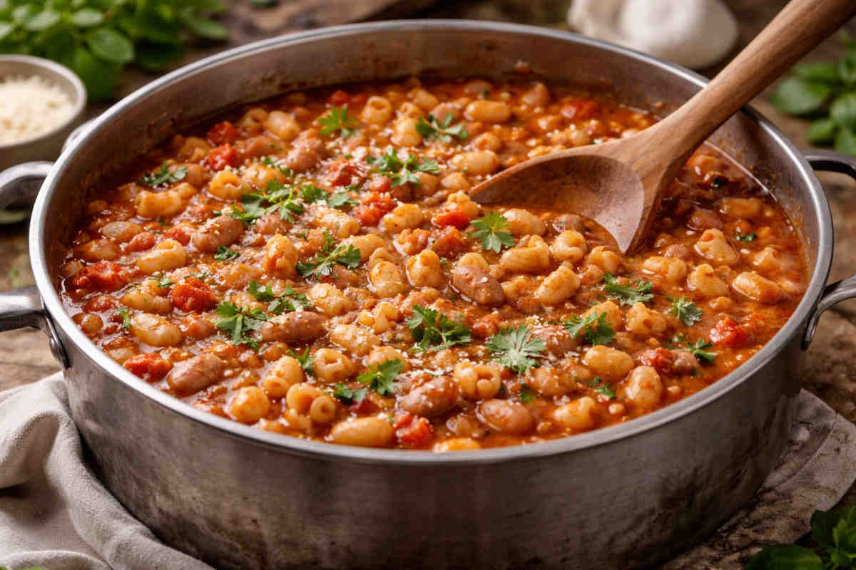 Pentola con un sugo fumante super saporito