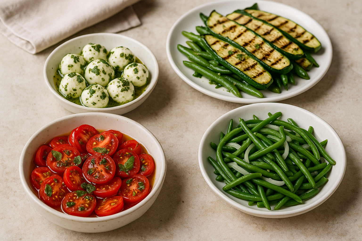 Contorni estivi veloci: pomodorini marinati, zucchine grigliate e mozzarella ligure (2)