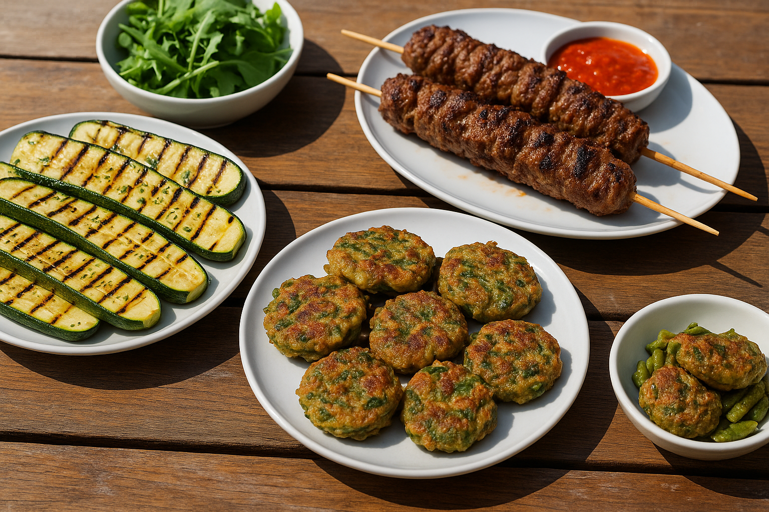 Spiedini e grigliate estive: shish kebab, zucchine grigliate e polpette (2)