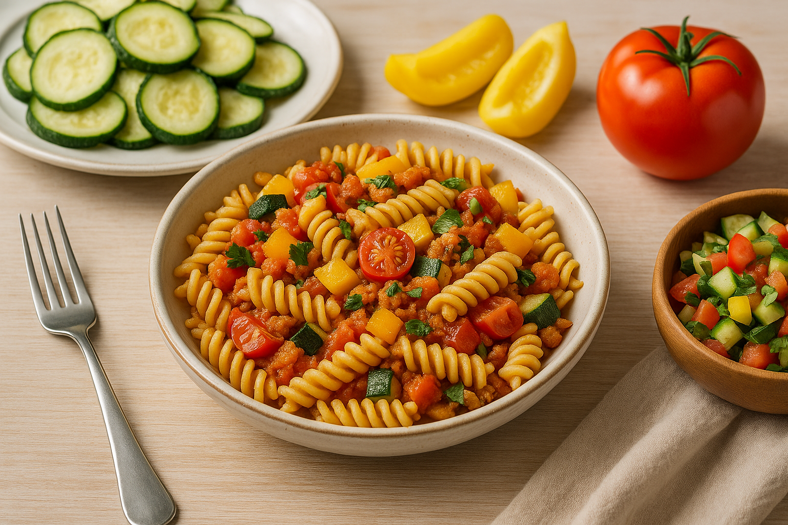 Ricette vegetariane estive: pasta gratinata con ragù vegetale, frittata di zucchine in friggitrice ad aria (2)