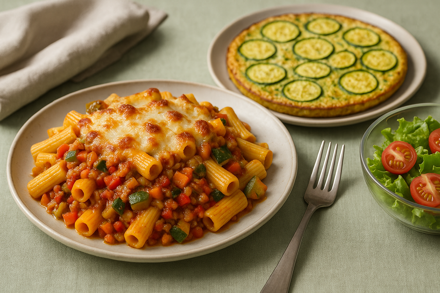 Ricette vegetariane estive: pasta gratinata con ragù vegetale, frittata di zucchine in friggitrice ad aria