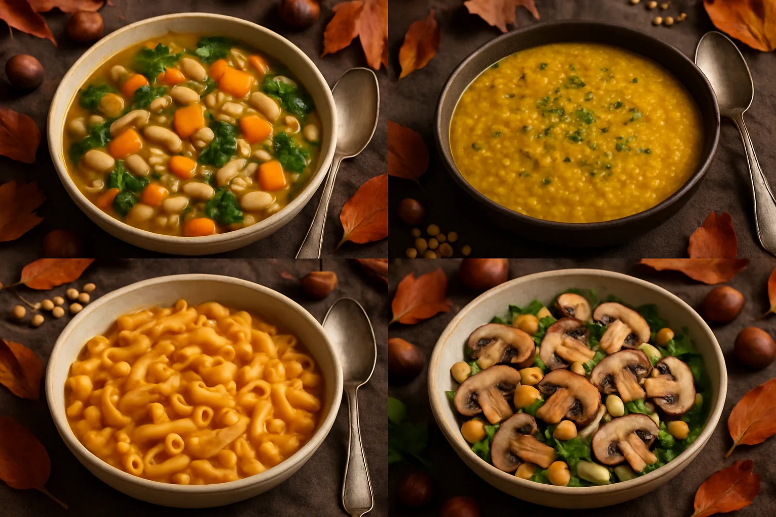 Piatti autunnali con legumi e verdure di stagione