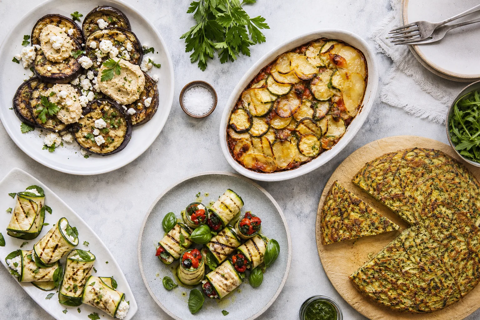 Piatti con verdure di stagione: melanzane, zucchine e peperoni protagonisti dell'estate