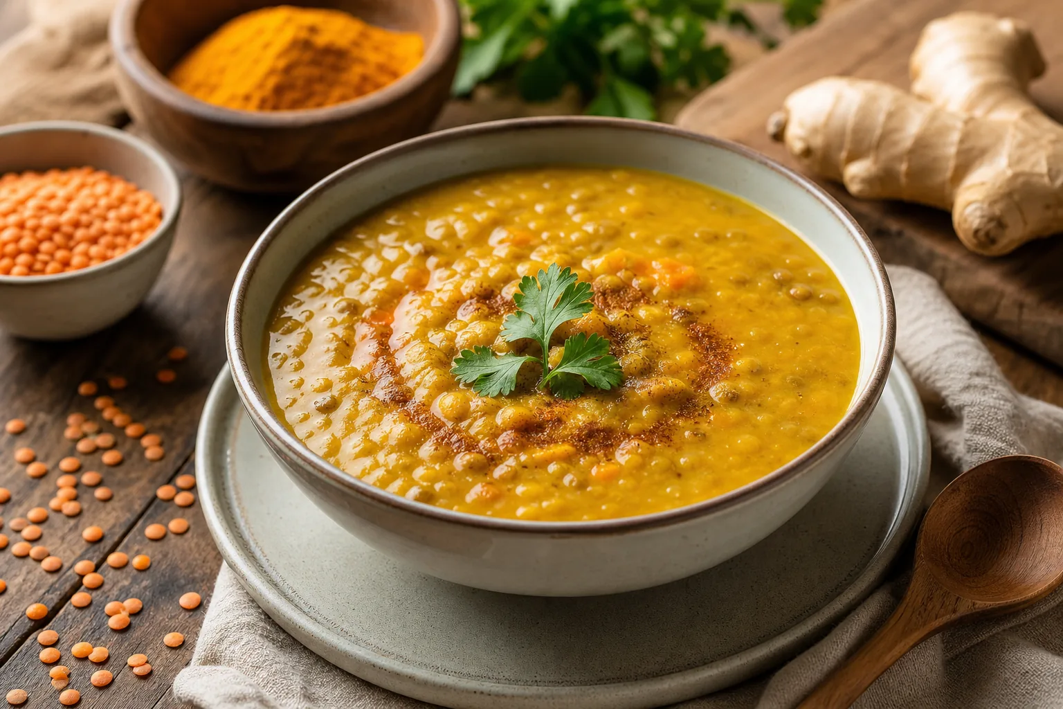 Zuppa di lenticchie con curcuma e zenzero: il comfort food speziato