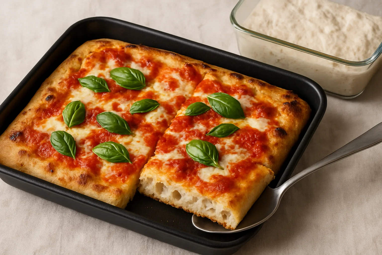 Pizza in teglia con il cucchiaio: la ricetta senza stress per casa