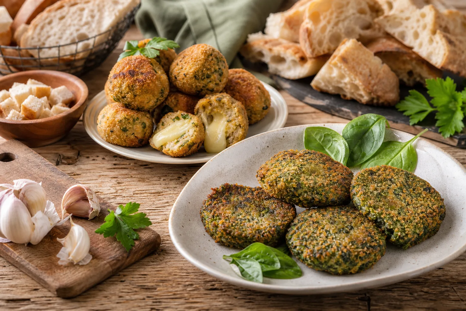 Ricette di recupero: polpette di pane e cotolette di spinaci con pane raffermo