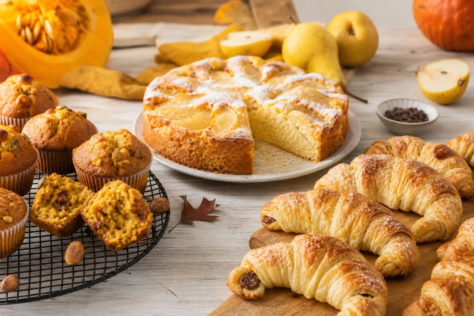Dolci autunnali veloci: muffin yogurt e cacao, torta 5 minuti alla marmellata, cornetti mela e cannella